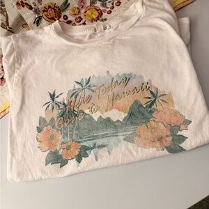 Billabong women’s small T-shirt here today gone to Hawaii salty blonde line